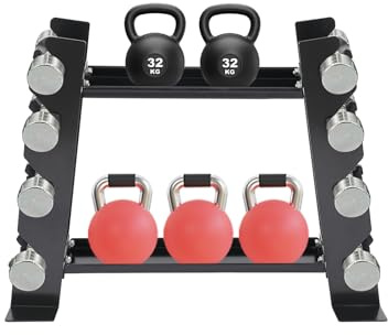 Soporte de pesas multifuncional, soporte de peso para mancuernas, pesas rusas y discos, capacidad de carga de hasta 150 kg