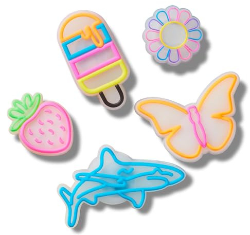 Crocs Confezione da 5 ciondoli per scarpe, unisex, con luci estive, multicolore, taglia unica, Multicolore, Taglia unica