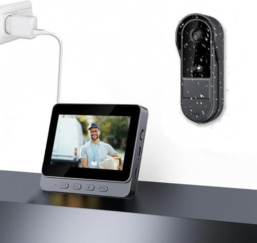 Winnes Video Campanello con Fotocamera Grandangolare da 170°,Video Spioncino Senza Fili con 1080P Display IPS da 4,3 Schermo,WiFi 2.4GHz,IP65,Videocamera Conversazione a Due vie + Nessun WiFi o APP