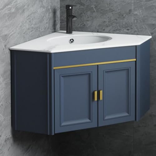 Armadietto da bagno ad angolo con lavello per piccoli spazi, design galleggiante, perfetto per utilità e lavaggio lavandino
