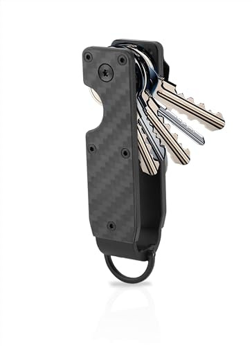 Gugxiom Key Organizer with Screwdriver Aluminum Alloy Key Clip Holder Compact Storage Case for 2-6 Keys (Carbon Fiber Black)