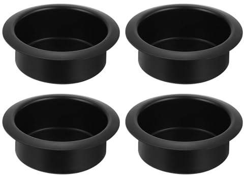 sourcing map 4 Pcs Aluminum Drop-in Cup, 1.34 x 4.02 Drink Can Holder Poker Table Cup Holder Insert for Sofa Boat Car Marine, Black