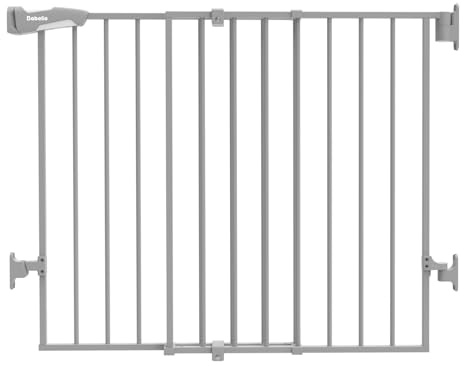 Babelio Baby Gate for Stairs & Doorways, 26-43 W 34 H Extra Tall| No Bottom Bar| Easy Installation| One-Handed Operation| Auto-Close| Hardware Mount (Drill Needed) Safety Dog/Pet Gate Indoor (Grey)