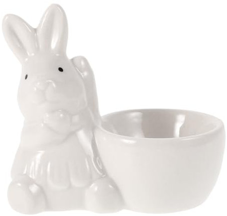 Amosfun Porte-Couverts Œuf Décoration De Table Pots à Œufs Statue De Lapin Céramique Coquetiers Vintage De Pâques De Comptoir Simple