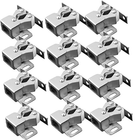 DIYEAH Loquet à Double Rouleau pour Placard et Meuble en Acier Inoxydable, Lot de 12, Argenté, pour Porte de Placard et Tiroir