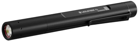 Ledlenser P4 LED Taschenlampe, 180 Lumen, 90m Zoom Fokus, IP54 wasserfest, 23h Laufzeit leichte Taschenlampe klein, Mini Taschenlampe mit Clip für Werkstatt, Garage, Inspektion, Notfall