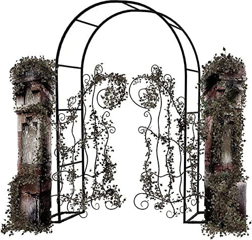 Arco de jardín grande para rosas, soporte para plantas trepadoras, color negro, verde y blanco, extra ancho de 300/350 cm, arco de rosas