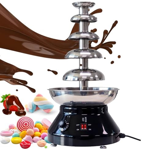 Machine De Fontaine De Fondue Au Chocolat électrique, Fontaine Au Chocolat en Acier Inoxydable 5 Niveaux, 230w Chocolate Found Fountain Fountaine avec Système D'étanchéité, 0-110 ° C Température