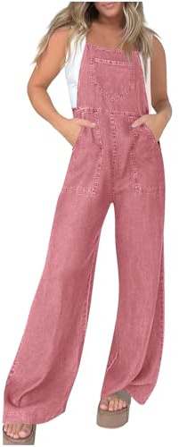 Women Denim Dungarees UK Deals Strap Overalls Jumpsuits Long Casual Bib Pants Ladies Palazzo Jumpsuit Elegant Straight Leg Playsuit Trousers Baggy Sleeveless Overall with Pockets Party Clubwear