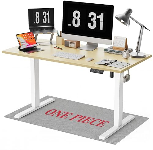 WALKINGDESK Piano intero Scrivania regolabile in altezza, elettrica 140 x 70 cm Scrivania per computer con 4 funzioni di memoria, scrivania sit-stand con piano monoblocco, Quercia