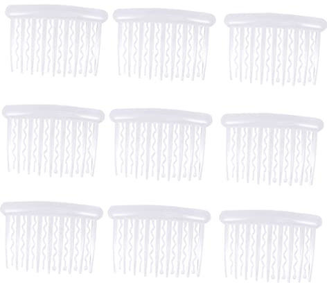 VALICLUD 12 Peines Laterales de Plástico ABS para Mujer y Niña, Accesorios Vintage Blancos Dientes Rectos y Torcidos para Uso Diario en Diversas Ocasiones