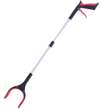 PPQIRU Recogedor de Basura, Herramienta de Alcance, agarrador telescópico Plegable, Herramienta de Ayuda, Extensor de Pinza Plegable, 2 uds.(Red)