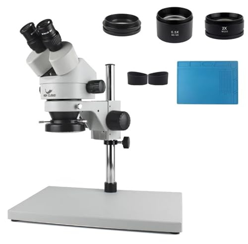 Microscope binoculaire stéréo Industriel, grossissement 3,5X – 90x + 56 lumières LED réglables, réparation Professionnelle de Soudure de téléphones(3.5X-90X White)