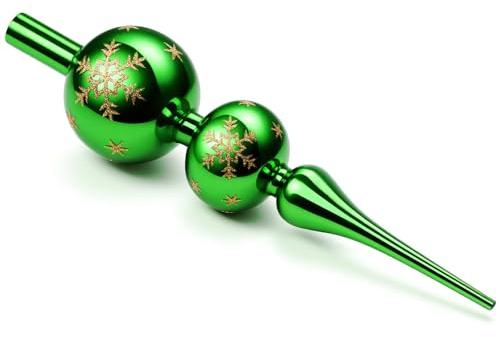 ZZOUFI Puntale Albero Natale Verde, Punta Albero di Natale Vetro, Cima Alberi di Natalizia Grande 31cm, Topper Alberi Natalizia Lucido (Verde)