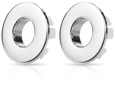 Sink Overflow Ring - ShiningUU 2-Pack Chrome Plated Copper Sink Overflow Cover Replacement | Silver Basin Overflow Hole Cover for Bathroom & Kitchen Sinks