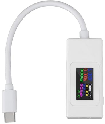 USB-C-Tester, Farbbildschirm, multifunktionales bidirektionales Testen, USB-Strom- und Spannungsmessgerät für Telefon, Computer, Laptop, Powerbank (Weiß)