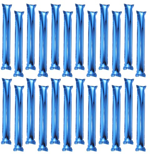 BESTOMZ 32 Bâtons Gonflables D'encouragement Bleu Métallisé 60 Cm, Légers et Réutilisables en Aluminium, Générateurs de Bruit pour Événements Sportifs, Supporteurs et Fêtes