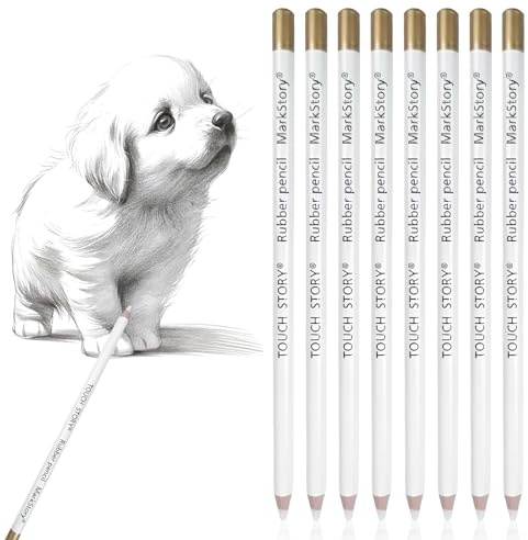 VBSJAH 8 Stück weißer Radiergummi weicher Bleistift, Radierstift Radiergummi Stift Zeichnen Zubehör, Skizzieren Highlight Pen, Fine Art Supplies