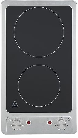 Respekta Placa de vitrocerámica independiente con dos zonas de cocción/Placa de dos zonas de cocción / 6 niveles de potencia/Indicador de calor residual/En negro/KM 9120EN