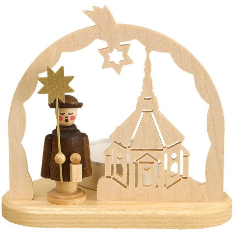 Volkskunstwerkstatt Unger Teelicht Kirchenmotiv mit Kurrende - Original Erzgebirge® #0425