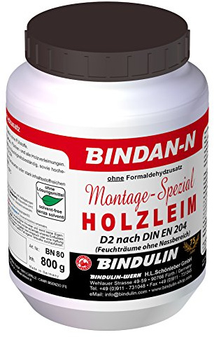 Bindan-N Montage-Spezial-Holzleim B2 inkl. Pinsel und Leimspachtel von E-Com24 (800 Gramm)