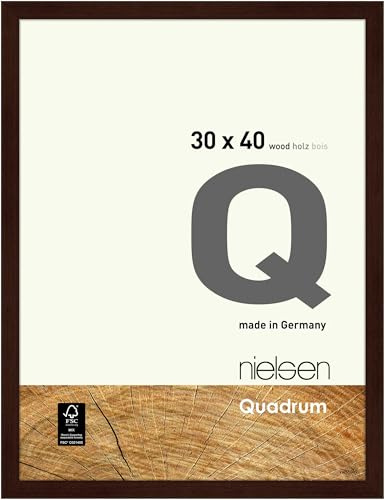nielsen Holz Bilderrahmen Quadrum, 30 x 40 cm, Dunkelbraun | Holz Fotorahmen im Hoch- & Querformat zum Aufhängen Dunkelbraun matt Echtglas