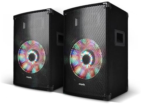 Paire d'enceintes passives Sono DJ PA 10/25cm 2x250W à LEDs intégrées 2 Voies BassReflex