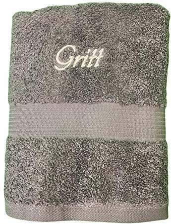 Krings Fashion Duschtuch 70 x 140 cm - Namen nach Wunsch auswählbar - Hochwertig Besticktes Handtuch - 100% Baumwolle - Einzigartiges Design - anthrazit-Stickfarbe wählbar