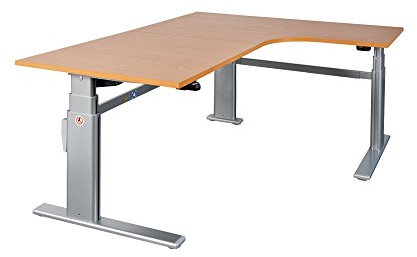Dila GmbH Schreibtisch Winkelschreibtisch Lange Seite Links | Eckschreibtisch elektrisch höhenverstellbar Bürotisch Büromöbel Arbeitstisch Workstation (Ahorn)