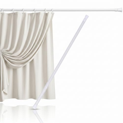 Tension Rod No Drill Extendable Curtain Pole Adjustable 105-190cm White Shower Curtain Rail for Bathroom Window Kitchen