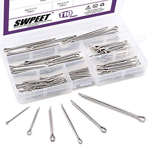 110 Stück 304 Edelstahl Splinte Pin Clip Schlüssel Befestigung Sortiment Kit perfekt für Automechaniker kleine Motoren Reparatur