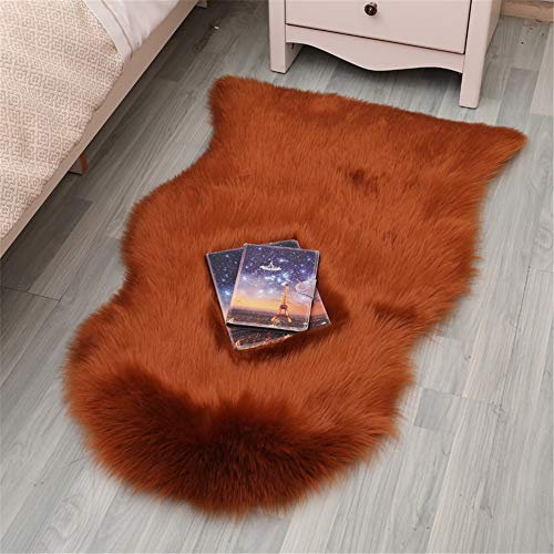 Martin Kench Faux Lammfell Schaffell Teppich Lammfellimitat Teppich Longhair Fell Optik Nachahmung Wolle Bettvorleger Wohnzimmer Schlafzimmer Sofa Matte (Karamell,75 * 120cm)