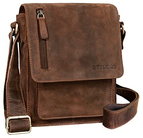 STILORD Herren-Umhängetasche braun - Kleine Vintage Schultertasche - 8,4 Zoll Messenger-Bag - Tablettasche aus echtem Büffel-Leder 'Finn'