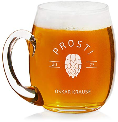 Maverton Bierkrug mit Gravur - 500 ml - personalisiert - Geburtstagsgeschenk für Männer - Geschenkidee für Bierfans - Männergeschenke - Papa Geschenk