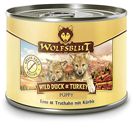 Wolfsblut | Wild Duck Puppy & Turkey| 6 x 200 g | Ente & Truthahn | Nassfutter | Hundefutter | Getreidefrei