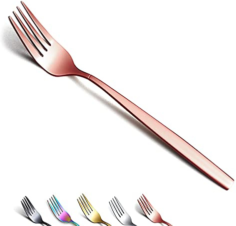 Berglander Roségold Gabeln von 6, Edelstahl Titan glänzend Kupfer Beschichtung Gabel Set, Gabeln und Löffel Besteck, Löffel und Gabeln Set