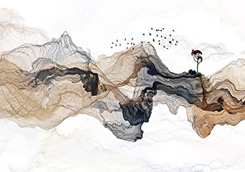 Wesmilewallpaper Papier Peint Panoramique 3D Conception Artistique Zen Abstrait Encre Paysage Pierre Modèle Art Fond Papiers Peints Intissé Poster Mural Tapisserie Murales 400x280cm