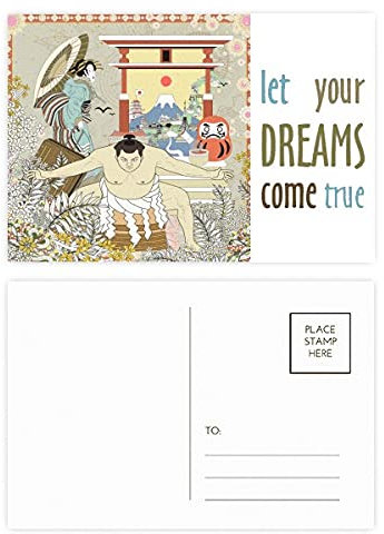Japanische Ukiyo-e Postkarten-Set mit Blättern und Traum, 20 Stück