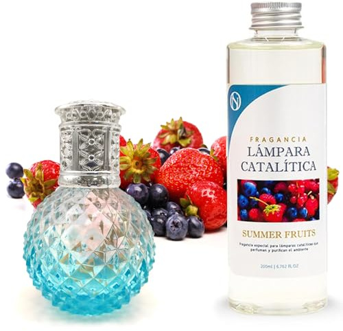M MAMA MANUELA Pack Ahorro Lámpara Catalítica Blue Diamonds + Fragancia Aroma Summer Fruits 200ml. Elimina Malos olores e impurezas, perfuma y Limpia.