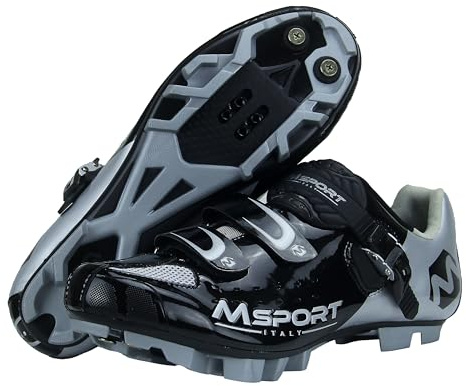 Scarpe MTB Ciclismo Mountain Bike Professionali Traspiranti per Uomo e Donna, compatibili Pedali SPD - Nero 43 EU