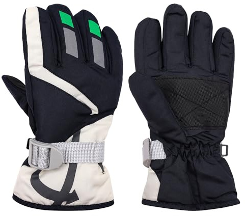 HADEEONG Kids Winter Gloves Waterproof Ski Snow Gloves for Boys & Girls, Warm Gloves Outdoor Sports Snowboard Bicycle, Dark Blue, 4-6 Years