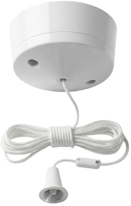AXIOM Ceiling Pull Cord 10A 2 Way Light Switch for Toilet Bathroom Kitchen Basement 1.5M Long String Pullcord White Round Ceiling Mounted