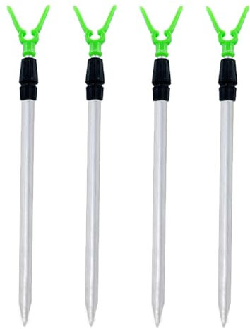 4 Stücke Rutenhalter Rutenständer Angeln Teleskop Rutenhalter 40-65cm Aluminium Rutenauflage mit V-Auflage Angelzubehör, Verstellbarer Angelrutenhalter mit Schnurlaufkerbe