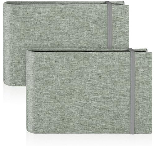 2 Pack Small Photo Albums, 6x4 Slip In Photo Albums 200 Photos Mini Flip Photo Book Album Portable Linen Cover Memory Book with Linen Cover for Baby Wedding Holiday Family Birthday Travel(Grey)