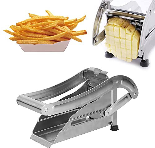 Coupe-Frites Professionnelen Acier Inoxydable,Coupe-Frites Manuel,Coupe Frite Coupe Pommes de Terre,avec 2 Lame de Rechange,Coupe de Cuisine pour Frites, Pommes de Terre, Carottes, Oignon (2)