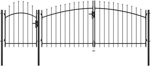 Mengtu Schwarz gepuderter Stahl Garten Tor 1,75x4m, Sicherheitsbarriere mit 3 Pfosten Model144363