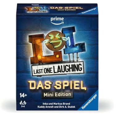 Ravensburger Partyspiel Last One Laughing Das Spiel: Mini Edition | Spiel für 3-6 Spieler, Gesellschaftsspiel zur beliebten Comedy-Show, Geschenk für Jungen und Mädchen