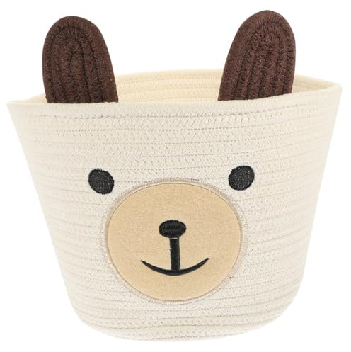 TOGEVAL Geflochtener Aufbewahrungskorb Aus Baumwollseil Handgewebt Für Snacks Und Kleinigkeiten Praktischer Schlafzimmer-organizer Wohnaccessoire Schlichtes Design