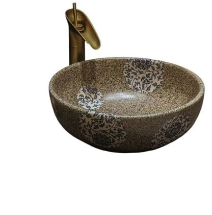 yixinzi-2024 Waschbecken Vintage Art Aufsatzwaschbecken Keramik Antikes Waschbecken Badezimmer Balkon Waschbecken Einfache runde Waschbecken Aufsatzwaschbecken