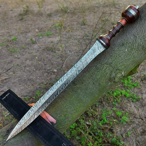 Viking Gladius, 27 cm DAMASZENER Stahl Kampfbereites Schwert, Handgefertigtes Martial Arts Schwert, Sammler Geschenk - Funktionales Reales Schwert